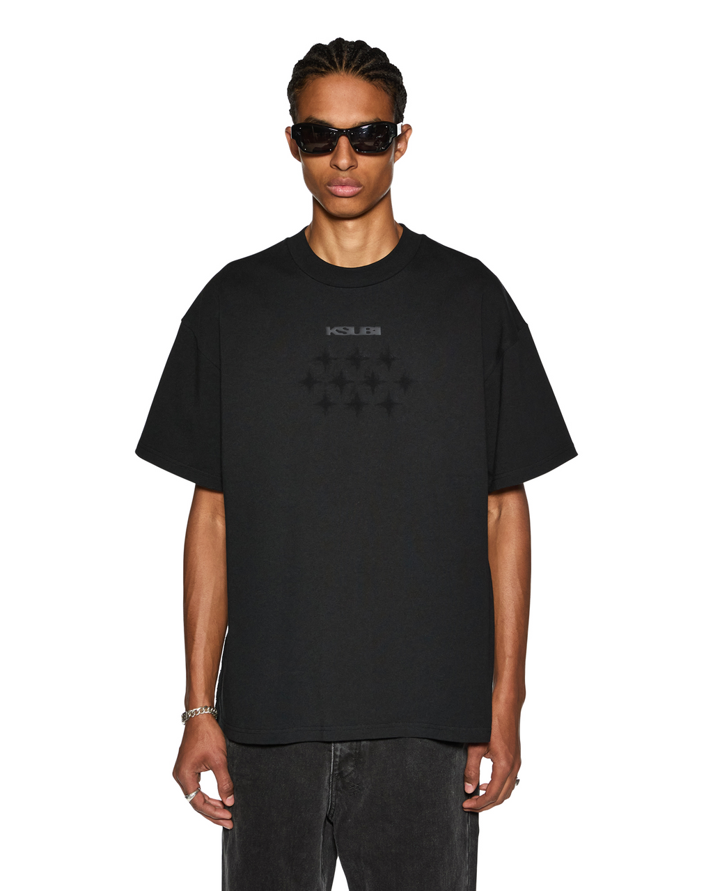 MENS KSUBI X STAYME7O EKCESS SS TEE JET BLACK TEES