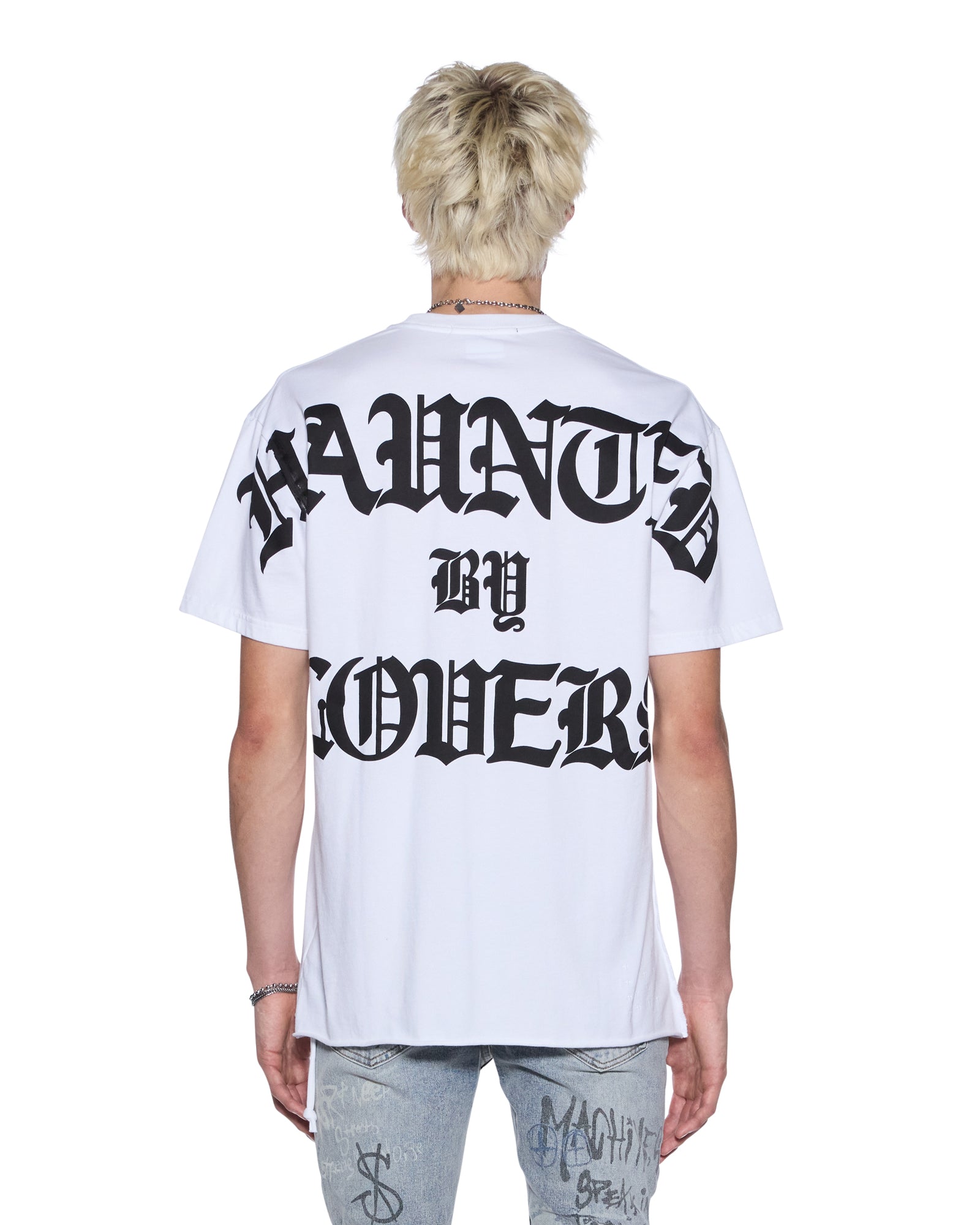 MENS HAUNTED BIGGIE SS TEE WHITE OVERSIZED TEES