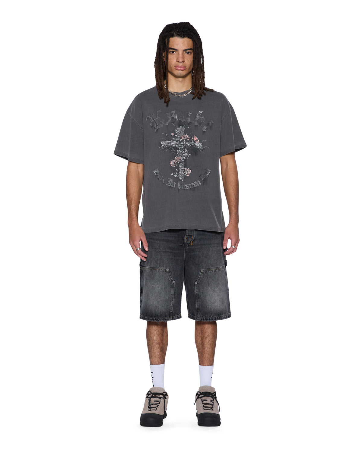 MENS THORNED EKCESS SS TEE CHARCOAL TEES