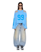 Womens 99 Altar Ls Tee Bright Blue Regular Tees - Blue