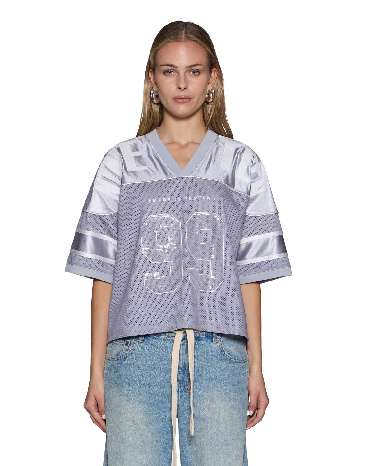 Womens 99 Spark Jersey Silver Fashion Tops - Silver