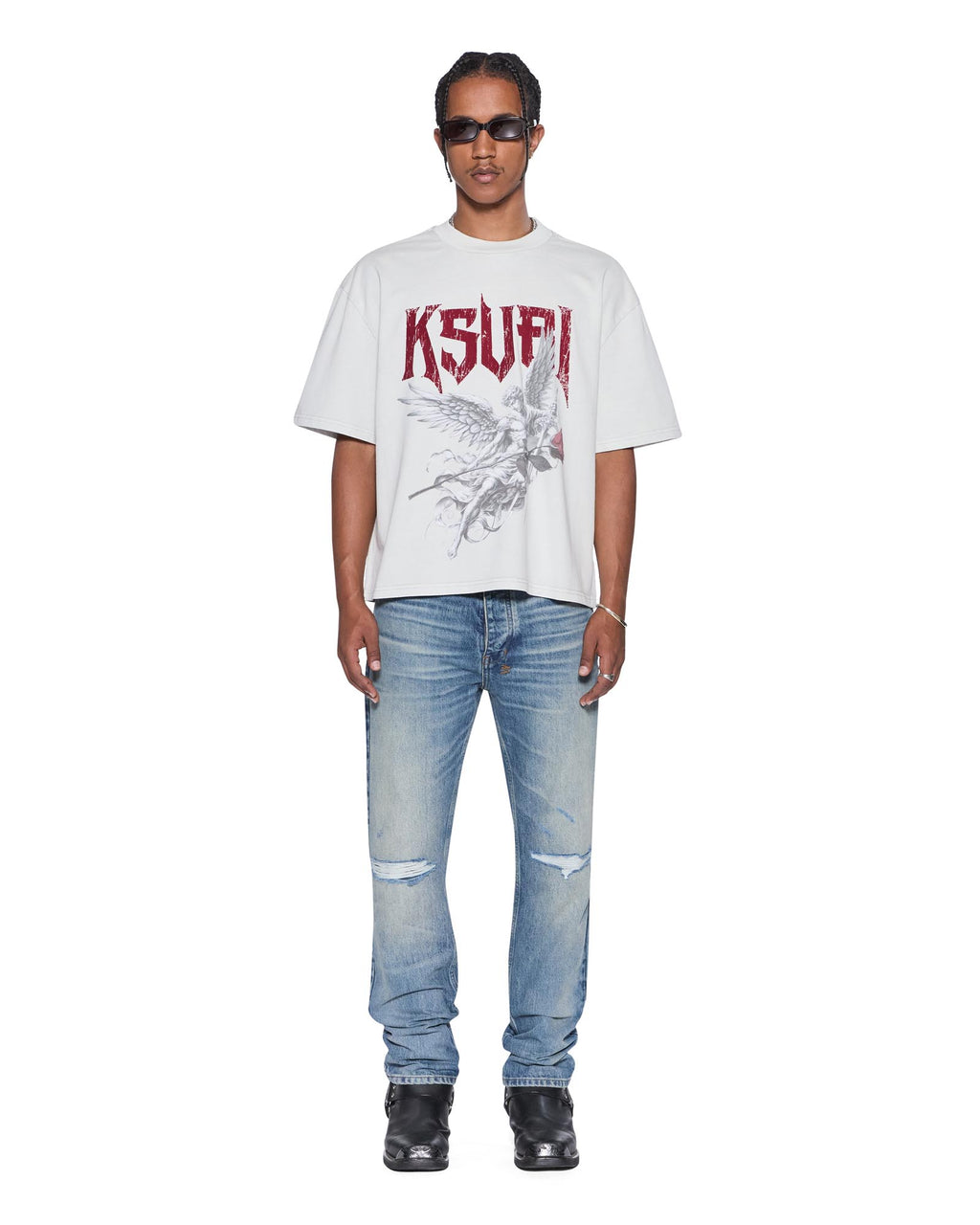Mens Angel Halen Ss Tee Krete Baggy Tees - Grey