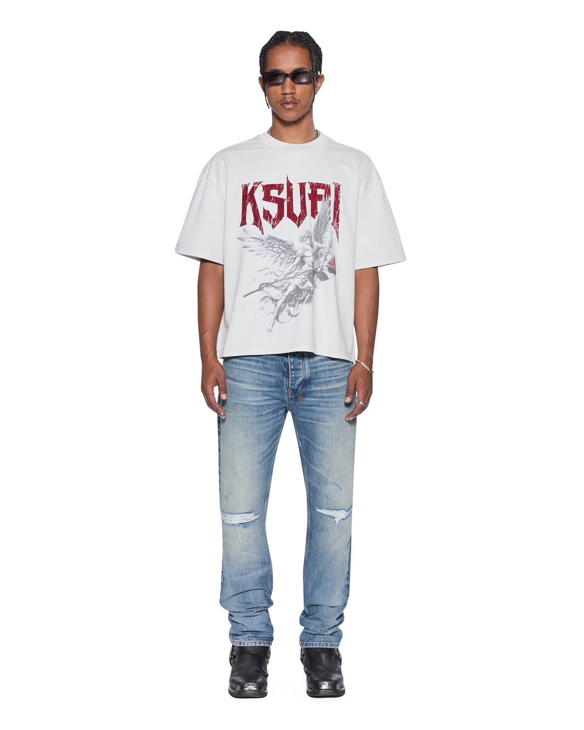 Mens Angel Halen Ss Tee Krete Baggy Tees - Grey