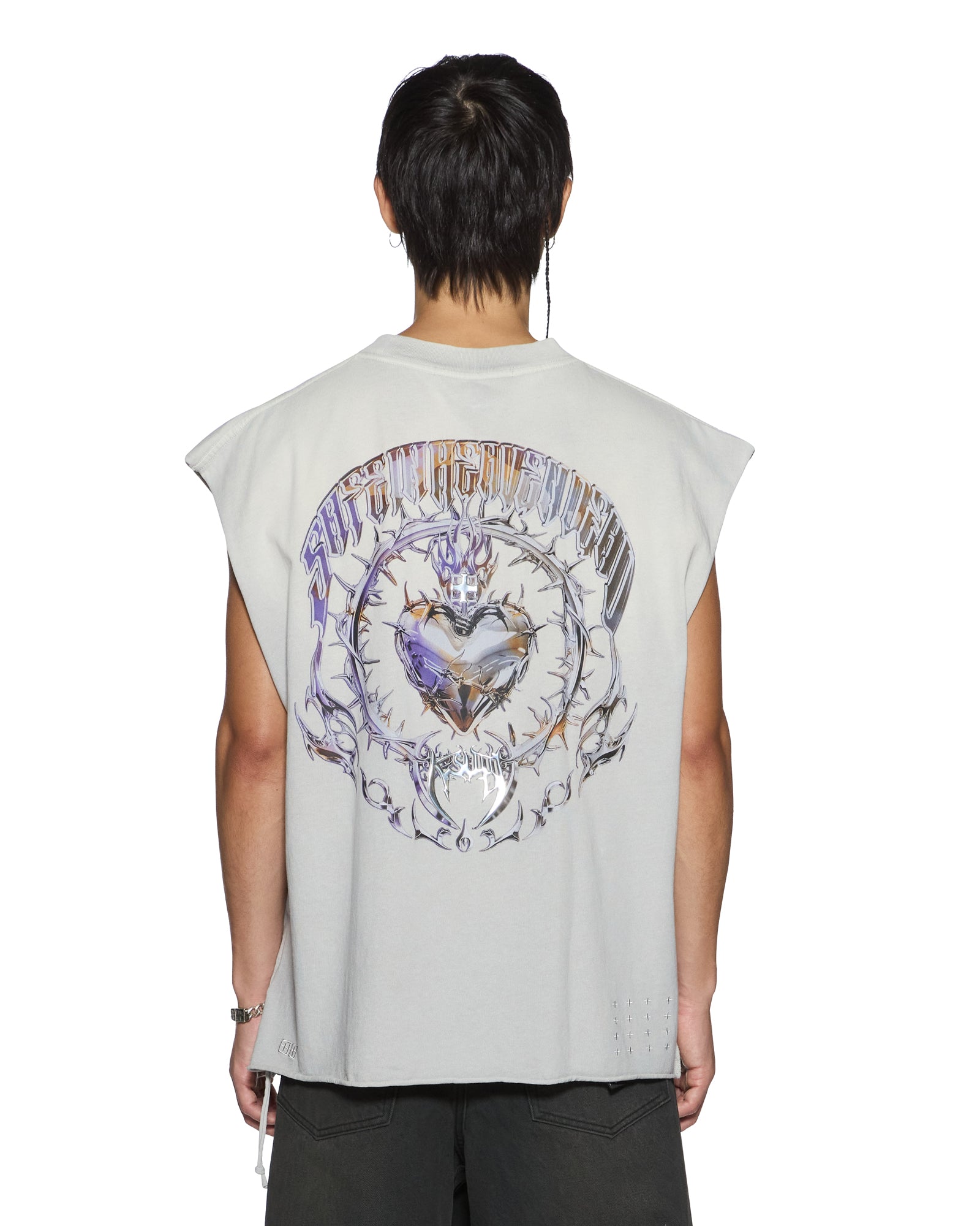 Mens Anguish Cut Off Tank Krete Grey Tees | Ksubi ++