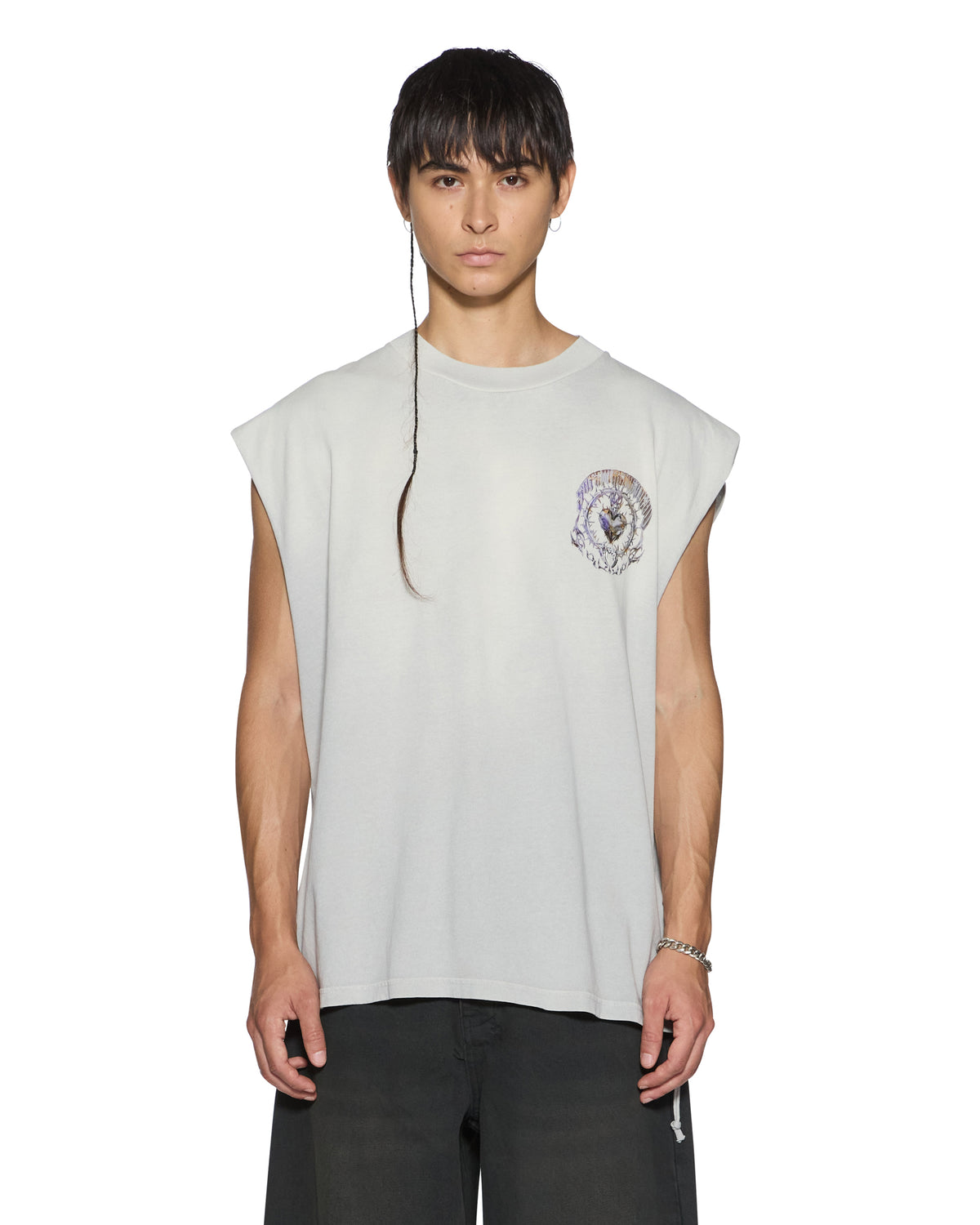MENS ANGUISH CUT OFF TANK KRETE GREY TEES