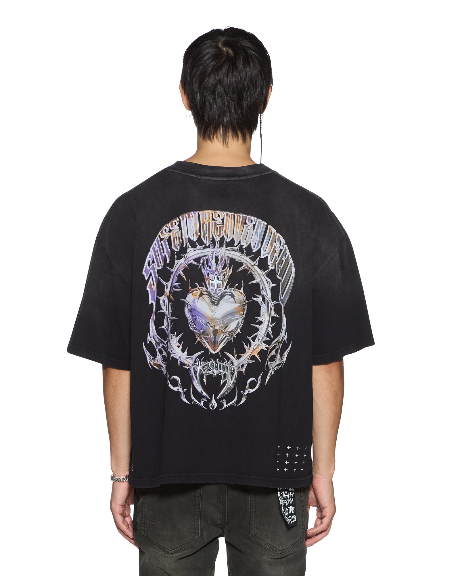 MENS ANGUISH HALEN SS TEE JET BLACK BAGGY TEES