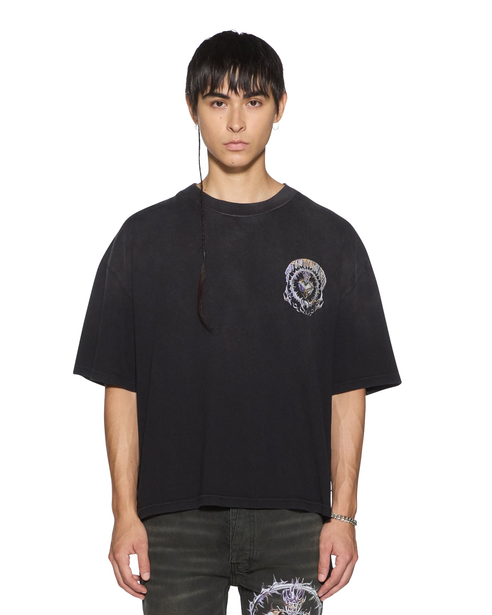 MENS ANGUISH HALEN SS TEE JET BLACK BAGGY TEES