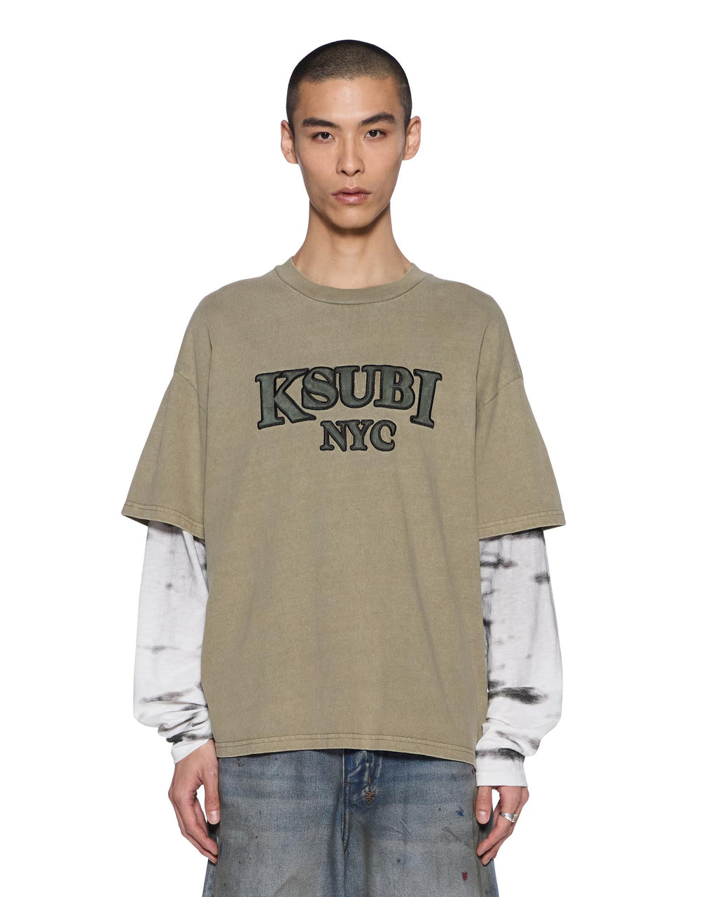 Mens Animalistik Layered Ekcess Tee Militant Oversized Tees - Green