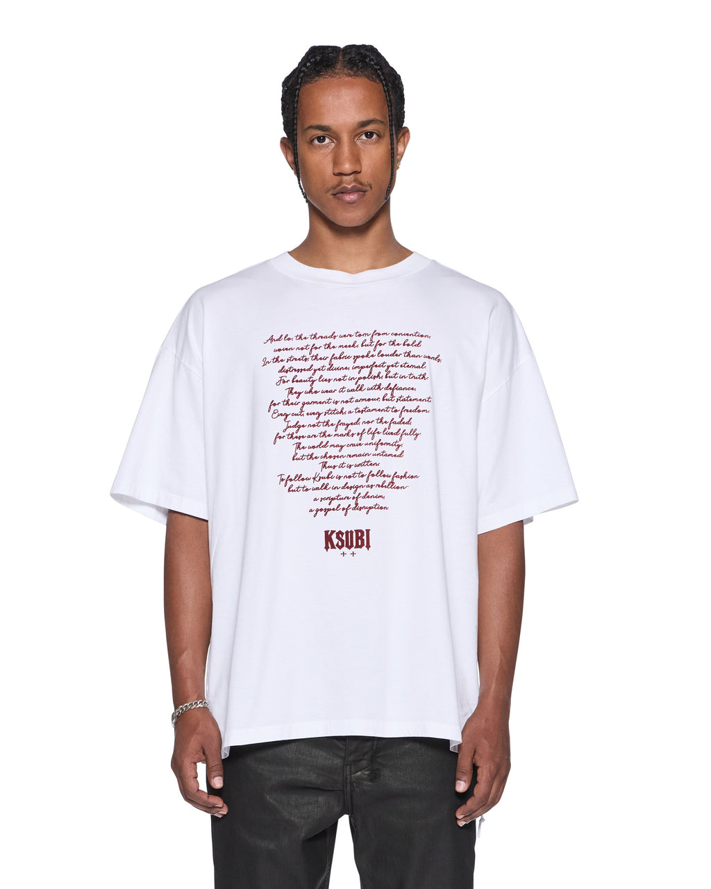 Mens Cypha Biggie Ss Tru White Oversized Tees - White