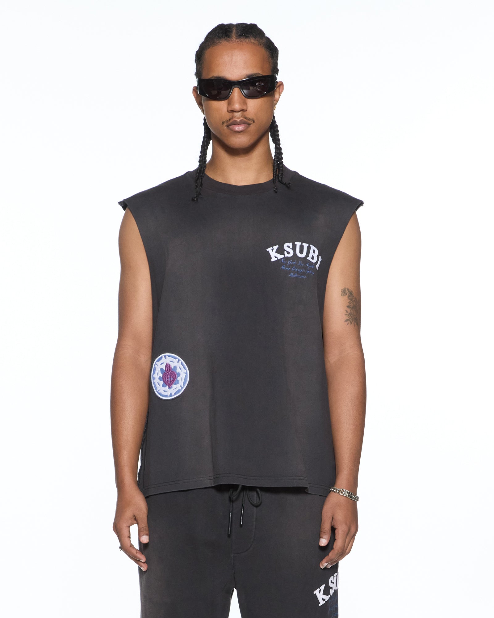 kegon ロンt Mens Genesis Ekcess Cut Off Tank Charcoal Fade Tees | Ksubi ++