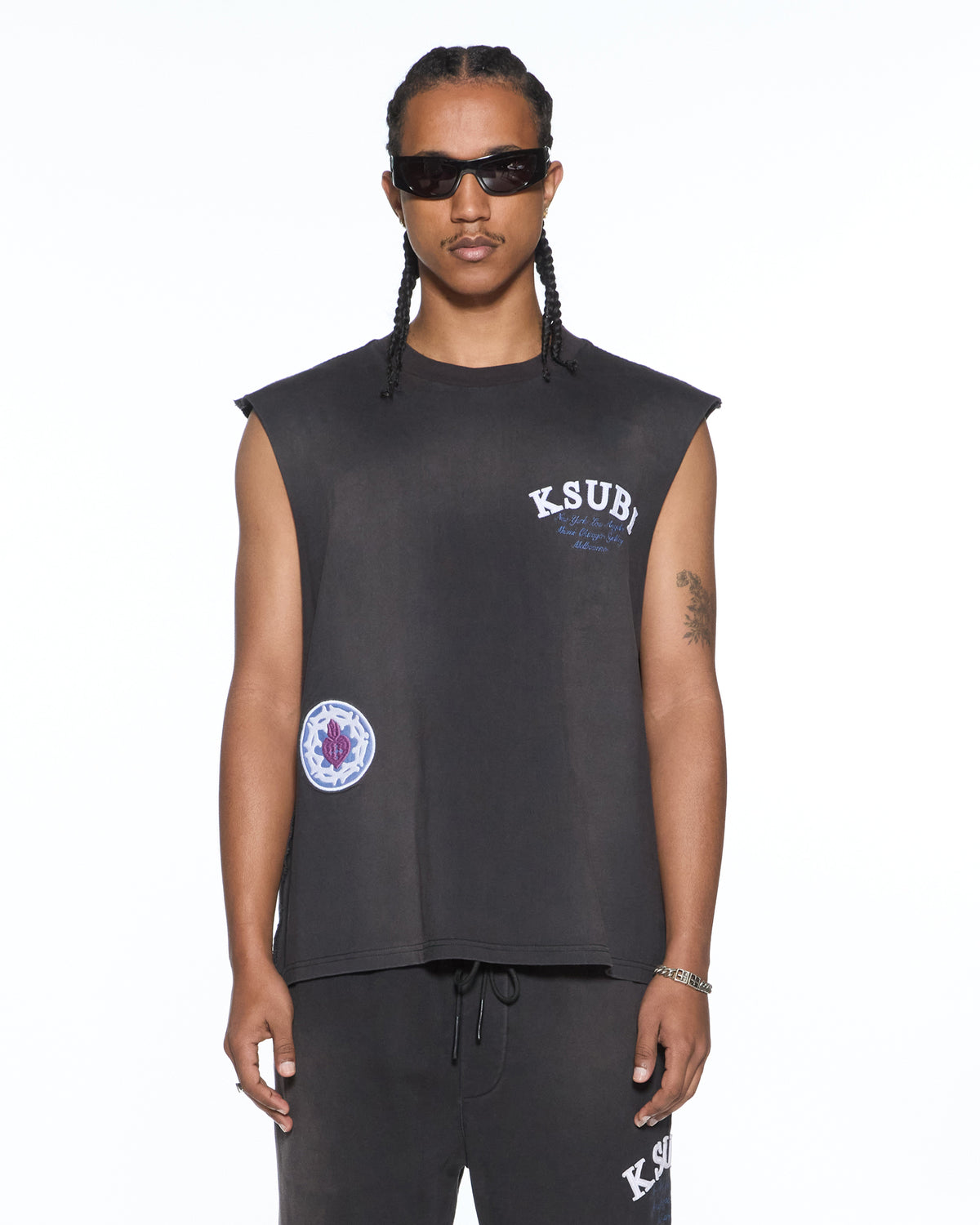 MENS GENESIS EKCESS CUT OFF TANK CHARCOAL FADE TEES