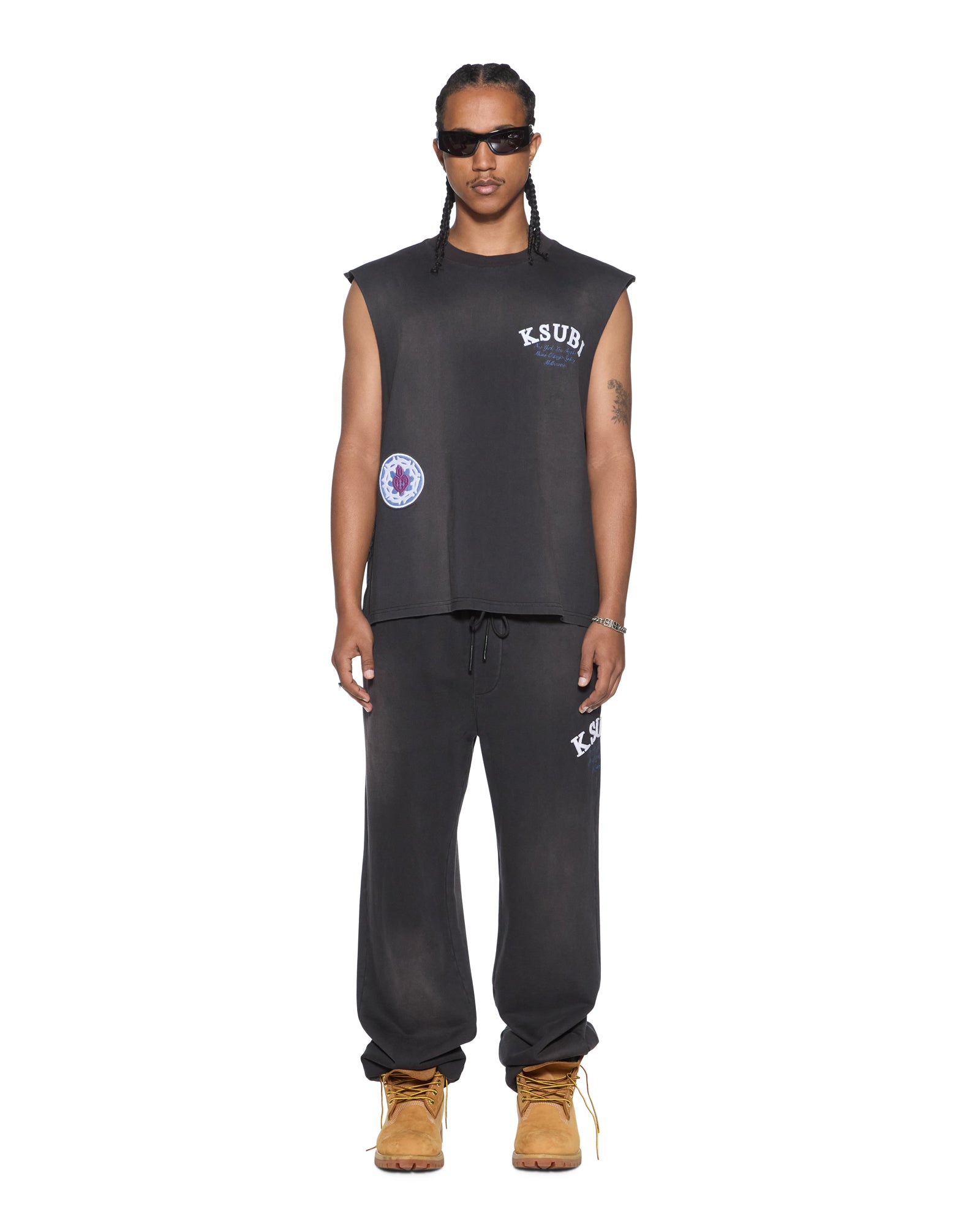 Mens Genesis Ekcess Cut Off Tank Charcoal Fade Tees | Ksubi ++