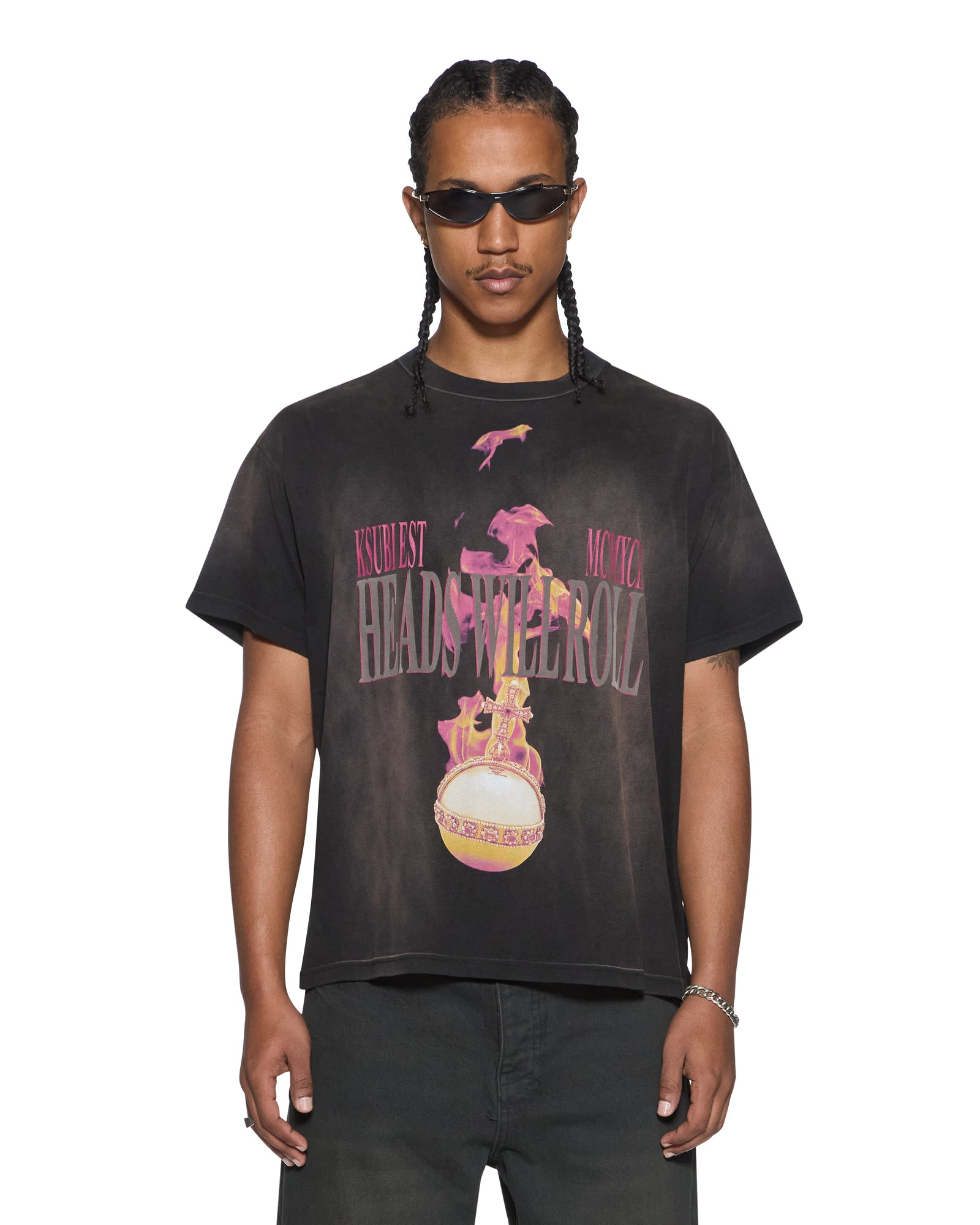 Mens H.w.r Sid Ss Tee Sunbleach Black Tees | Ksubi ++