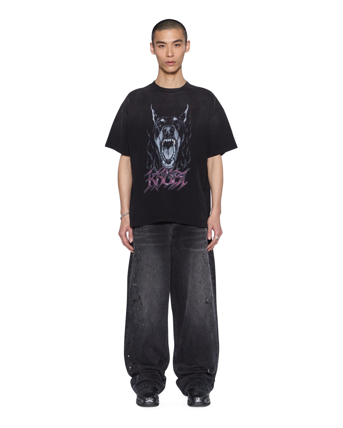 Mens K9 Ekcess Ss Tee Black Fade Oversized Tees - White