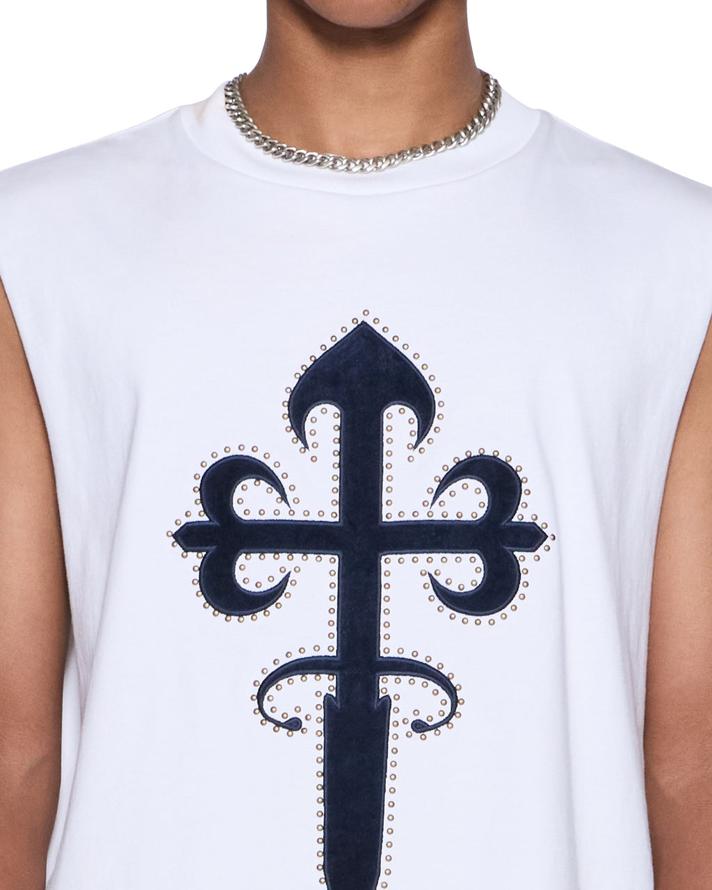 Mens Kaliba Ekcess Cut Off Tee Tru White Oversized Tees - White