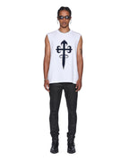 Mens Kaliba Ekcess Cut Off Tee Tru White Oversized Tees - White