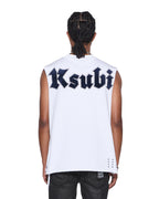 Mens Kaliba Ekcess Cut Off Tee Tru White Oversized Tees - White
