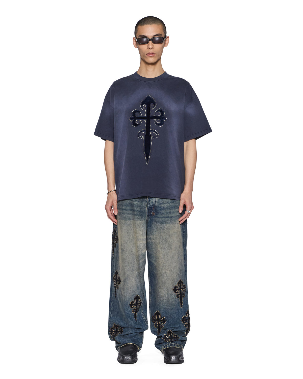 Mens Kaliba Ekcess Ss Tee Deep Dive Oversized Tees - Navy