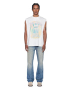 Mens Ksaint Cut Off Tee Vintage White Oversized Tees - White