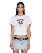 Womens Ksubi Ranch Shrunken Ss Tee Vintage White Fitted Tees - Beige