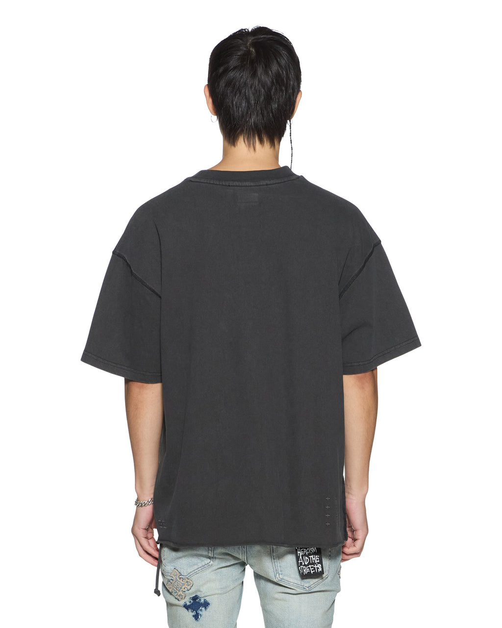 Mens Laybel Ekcess Ss Tee Washed Black Oversized Tees - Grey