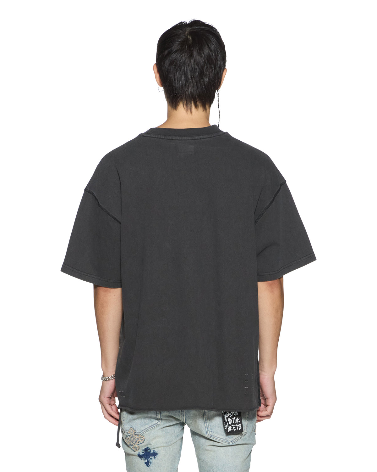 Mens Laybel Ekcess Ss Tee Washed Black Oversized Tees - Grey