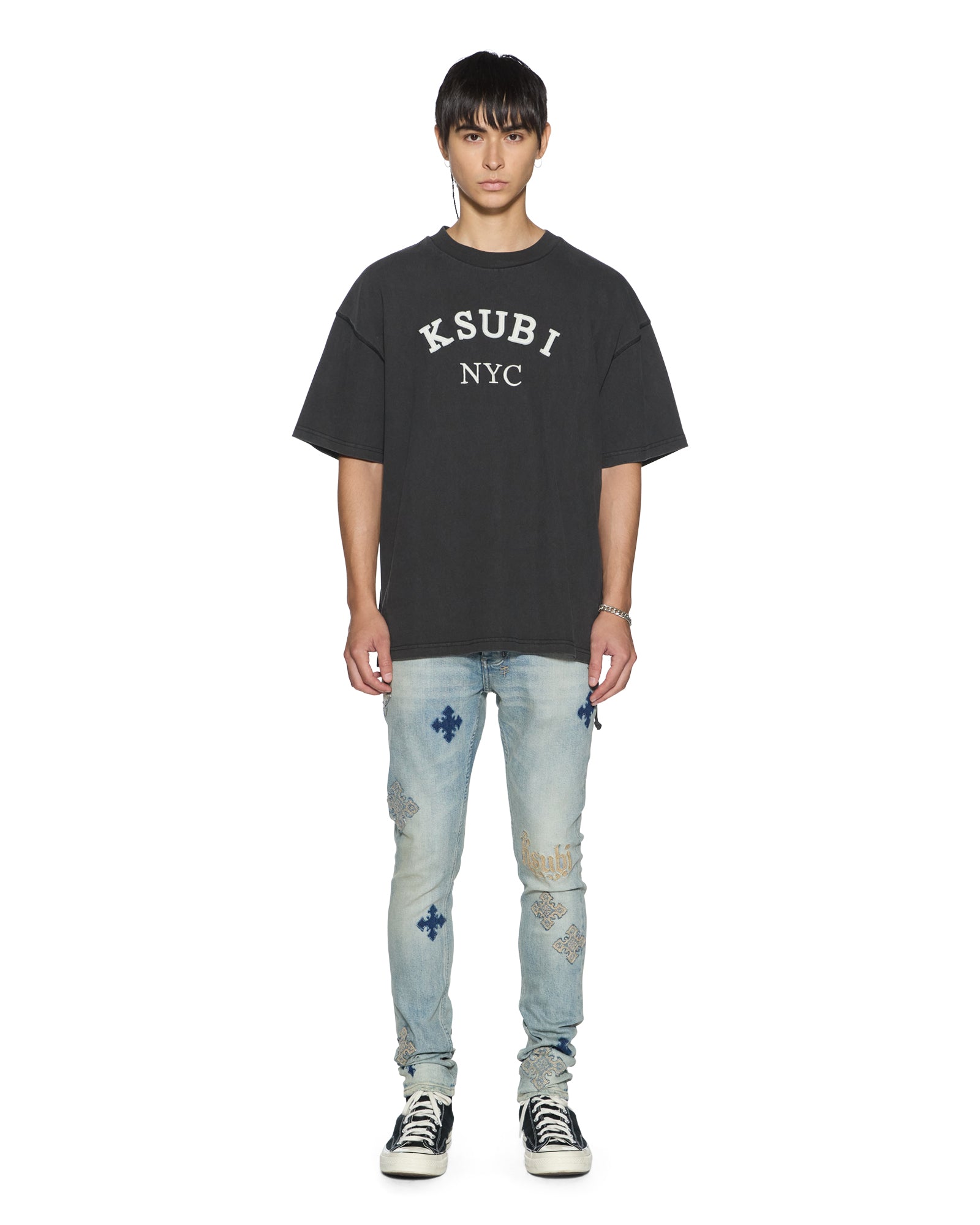 Mens Laybel Ekcess Ss Tee Washed Black Tees | Ksubi ++