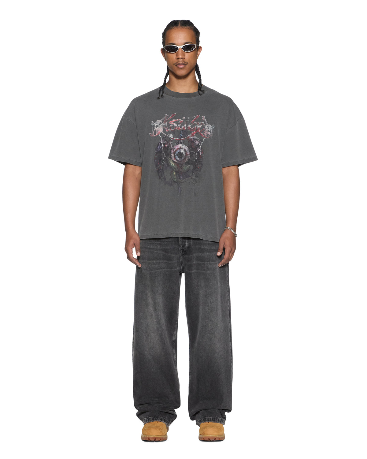Mens Legend Ekcess Ss Tee Charcoal Oversized Tees - Grey