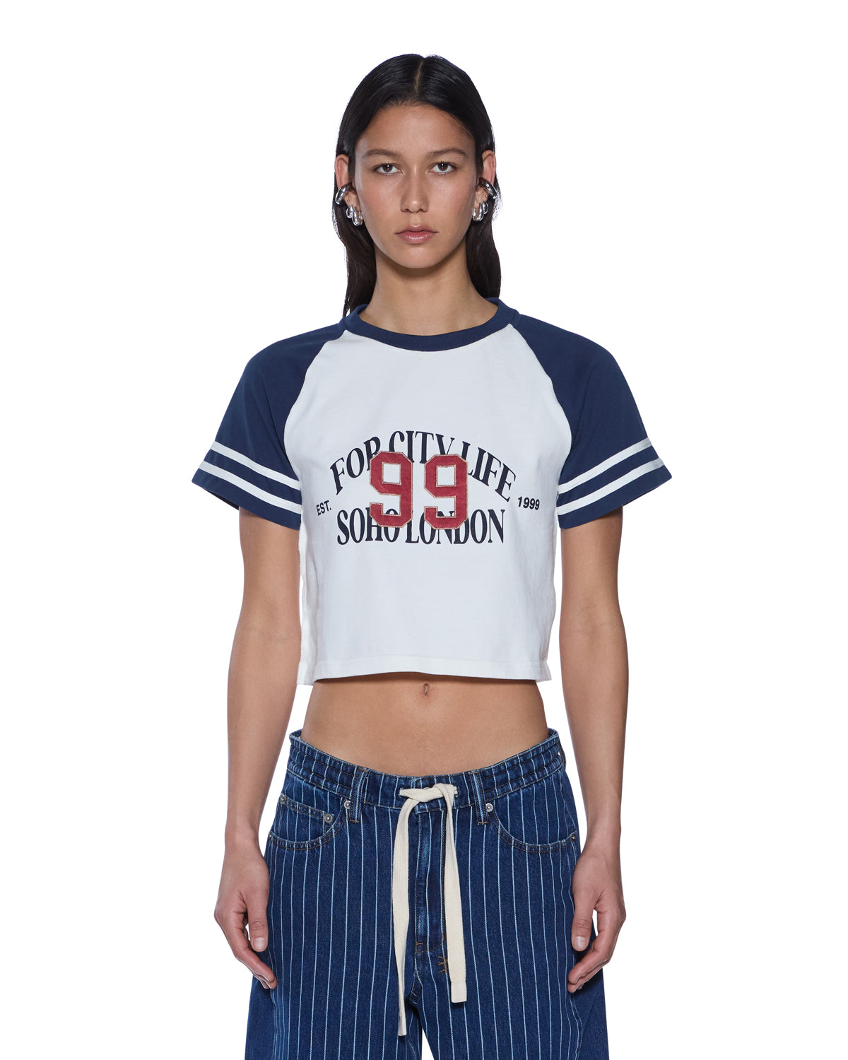 Womens Raglan Boxy Ss Tee Vintage White/navy Tees | Ksubi ++