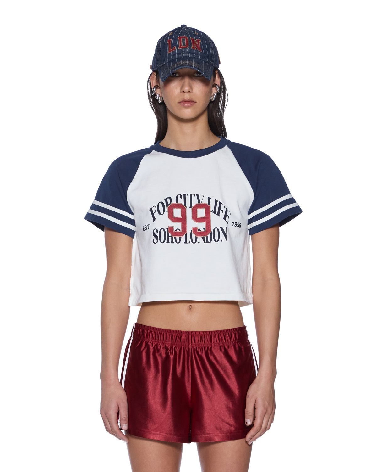 Womens Raglan Boxy Ss Tee Vintage White/navy Tees | Ksubi ++