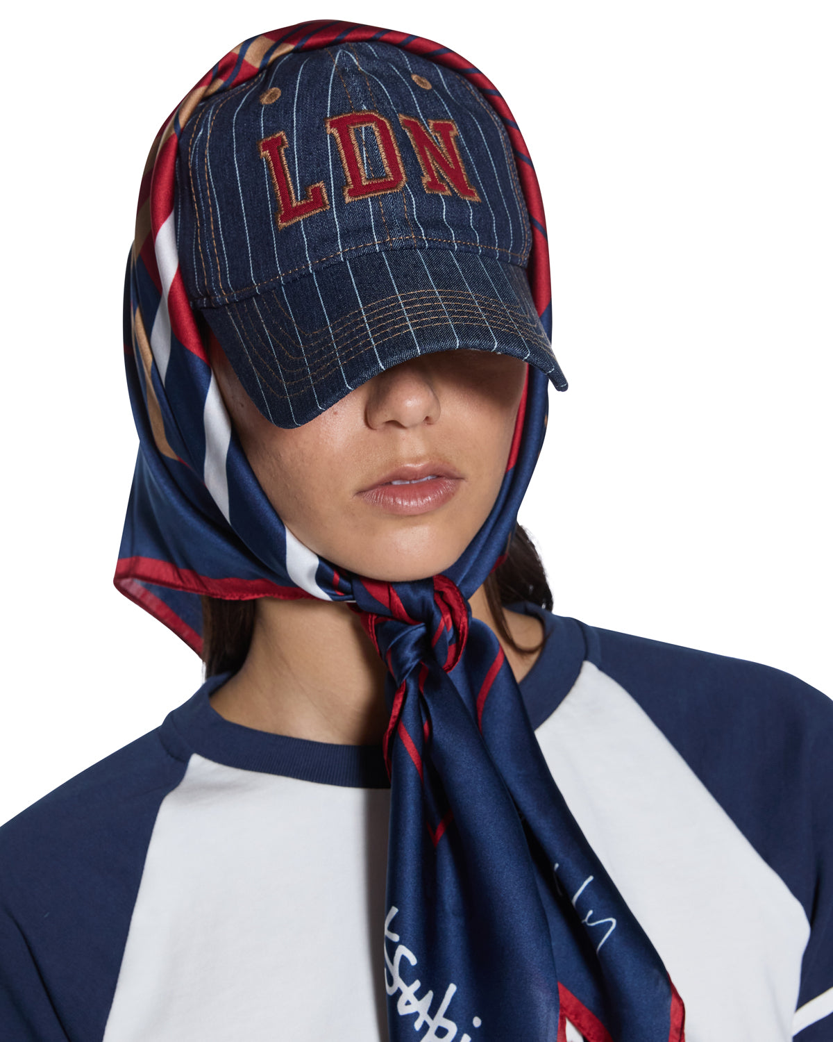 KSUBI X LISSY RODDY SILK SCARF NAVY