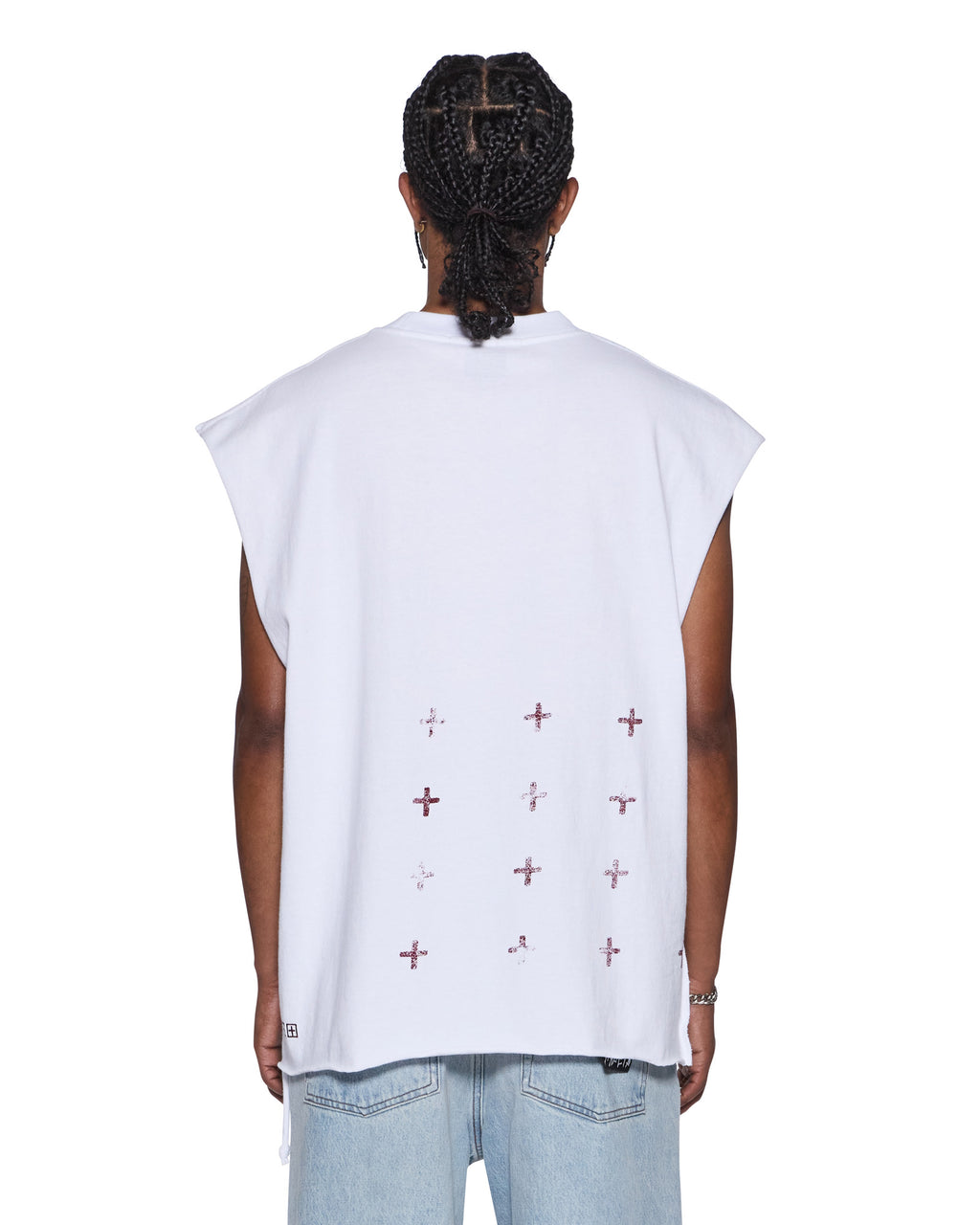 Mens Realm Cut Off Tru White Oversized Tees - White