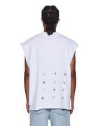 Mens Realm Cut Off Tru White Oversized Tees - White