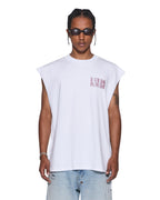 Mens Realm Cut Off Tru White Oversized Tees - White