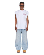 Mens Realm Cut Off Tru White Oversized Tees - White