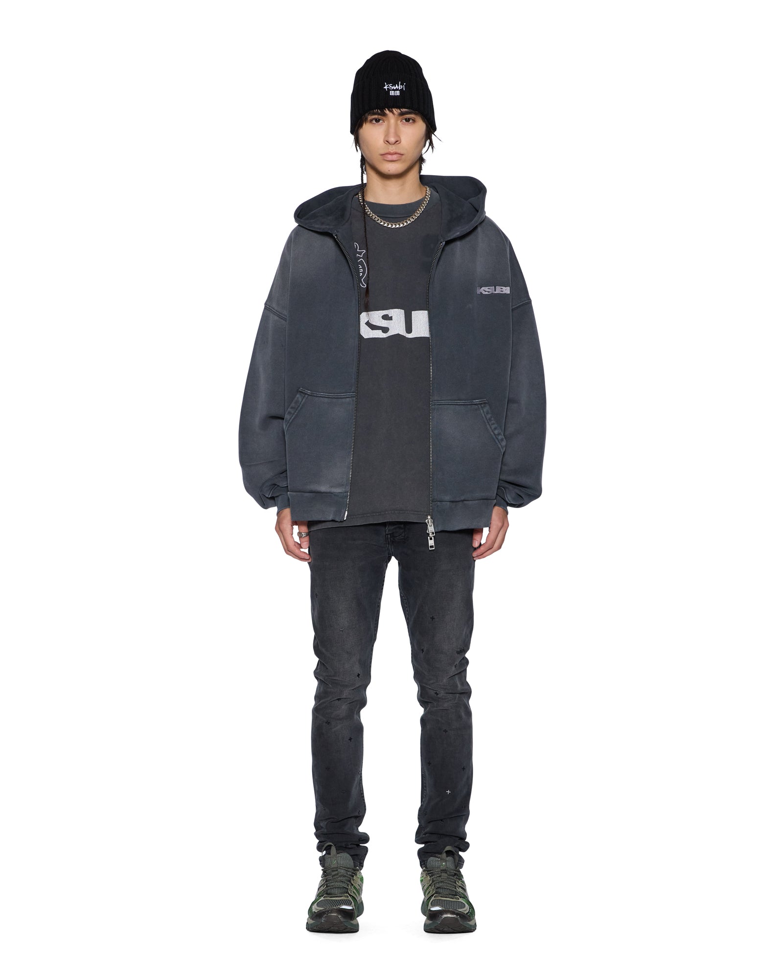 MENS  RUGGED EKCESS SS TEE BLASTED BLACK OVERSIZED TEES