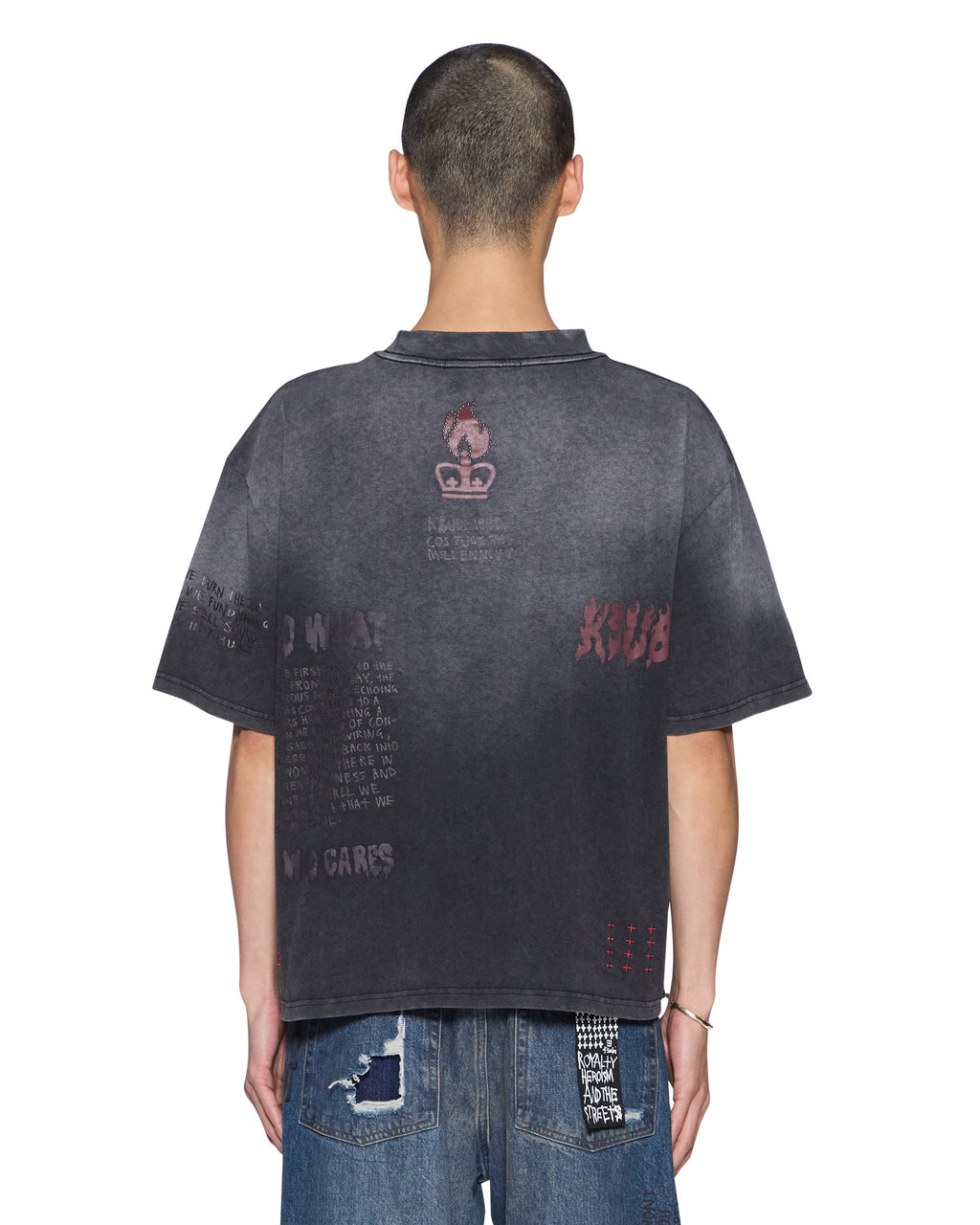 Mens Skool Halen Ss Tee Charcoal Fade Baggy Tees - Grey