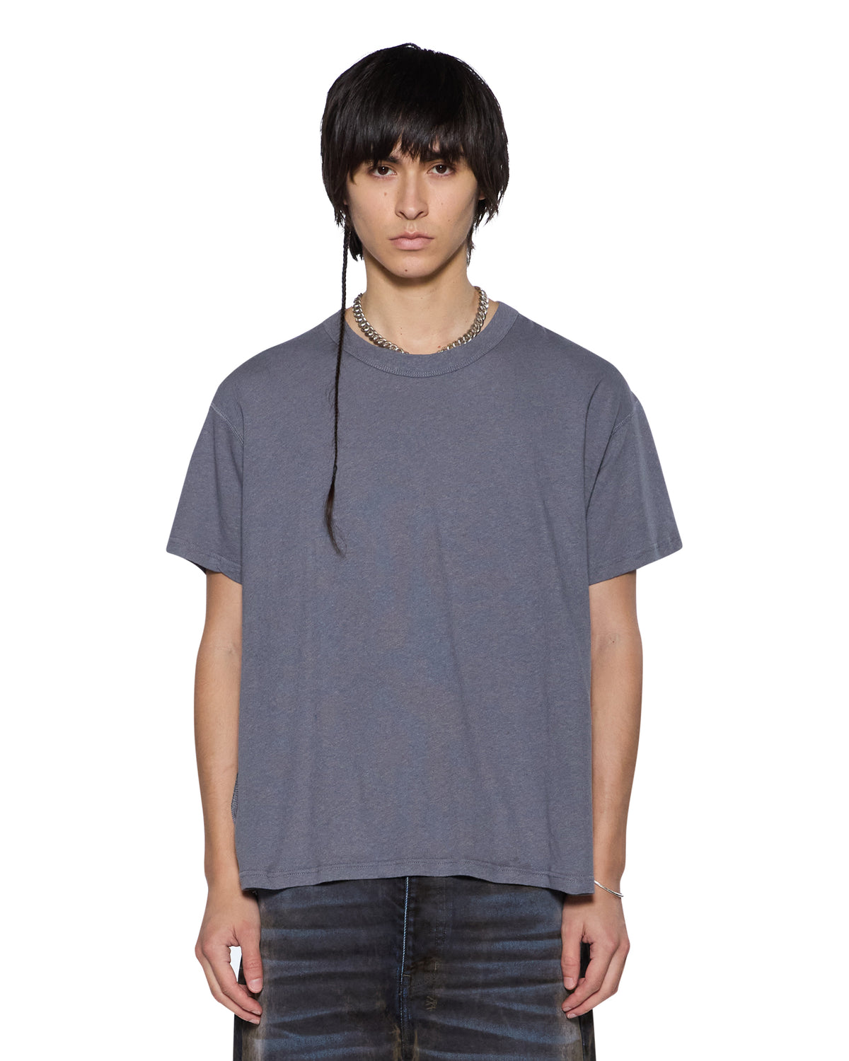 Mens Slub Sid Ss Tee Charcoal Slim Tees - Grey