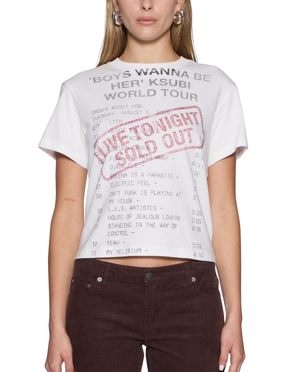 Womens Sold Out Shrunken Ss Tee Vintage White Fitted Tees - Beige