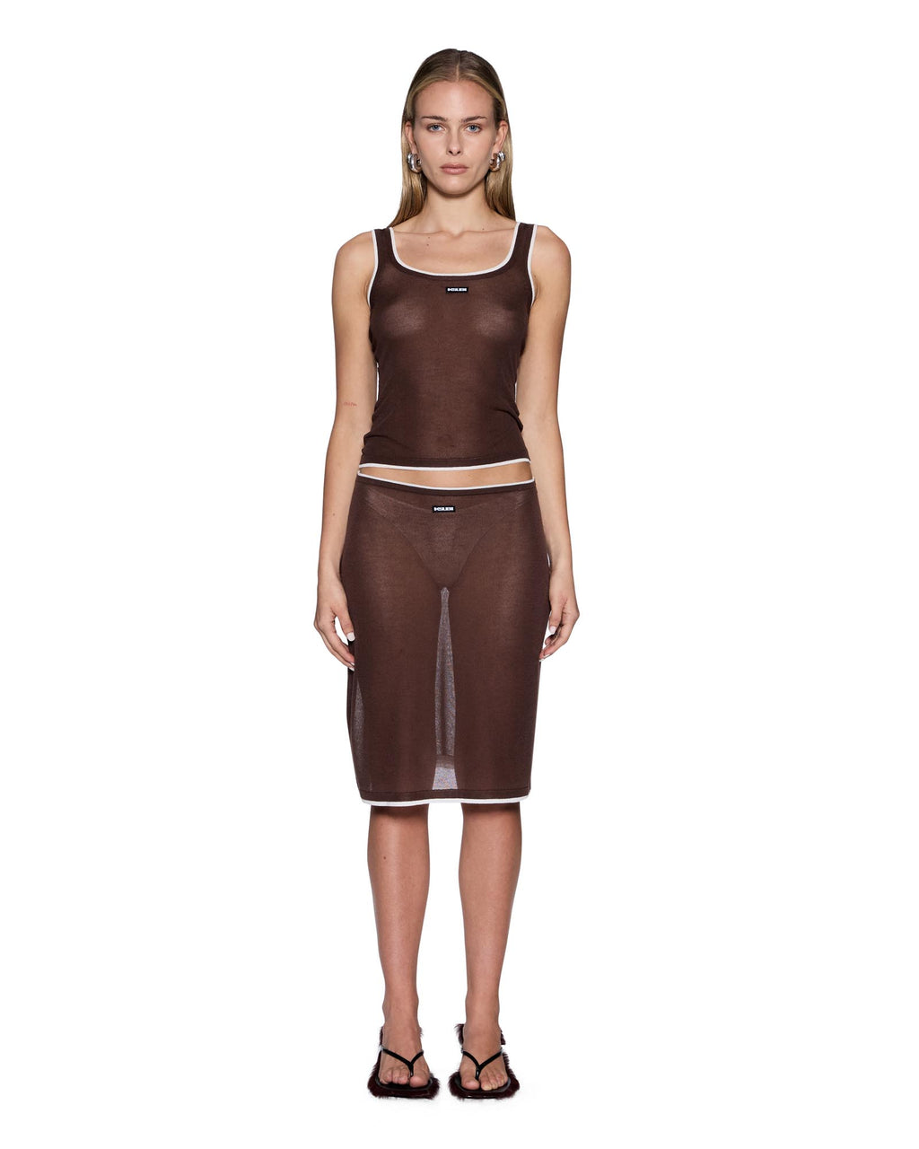 Womens Sott Layered Midi Skirt Camel Regular Skirts - Brown