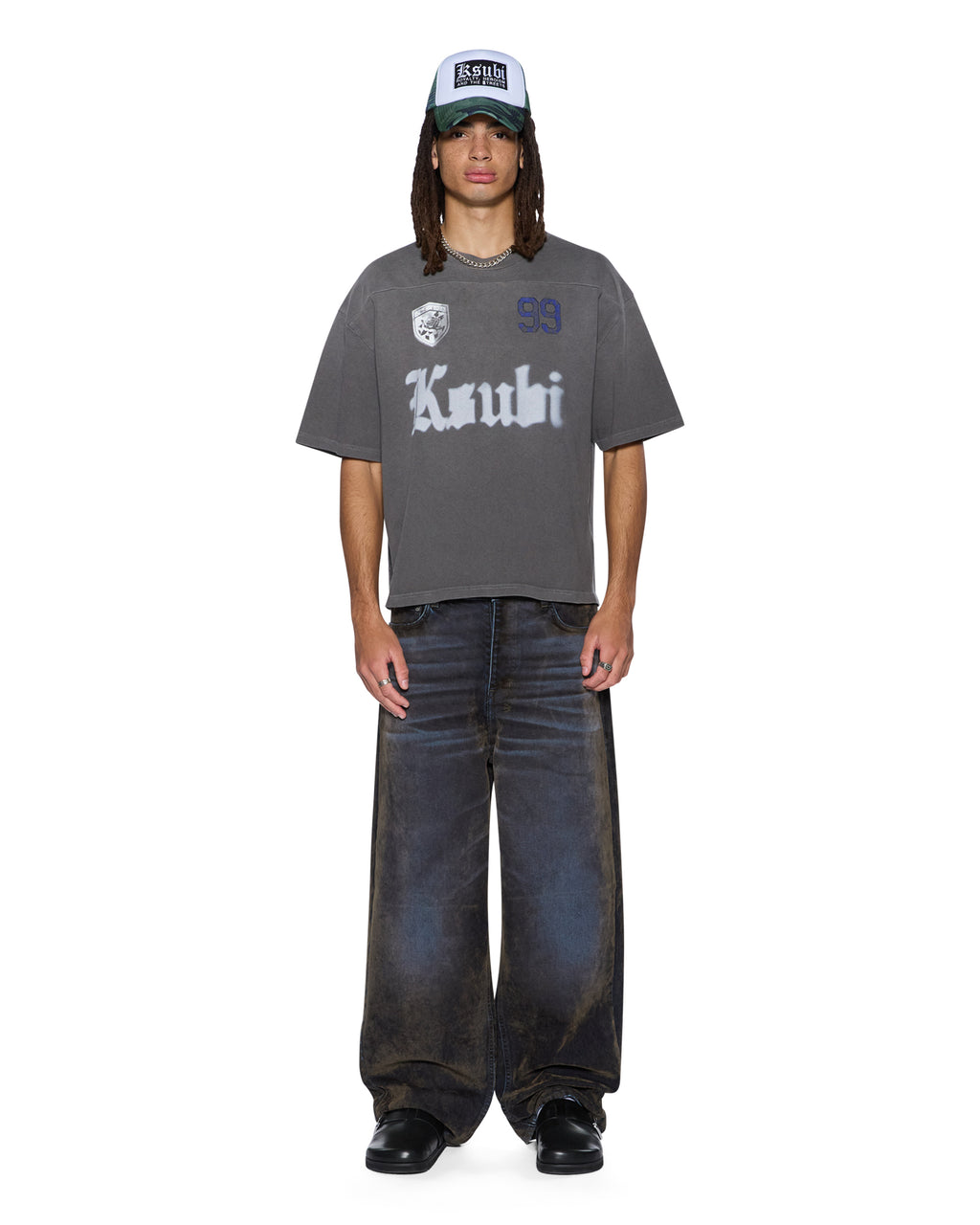 Mens Utopia Halen Raglan Ss Tee Charcoal Baggy Tees - Grey