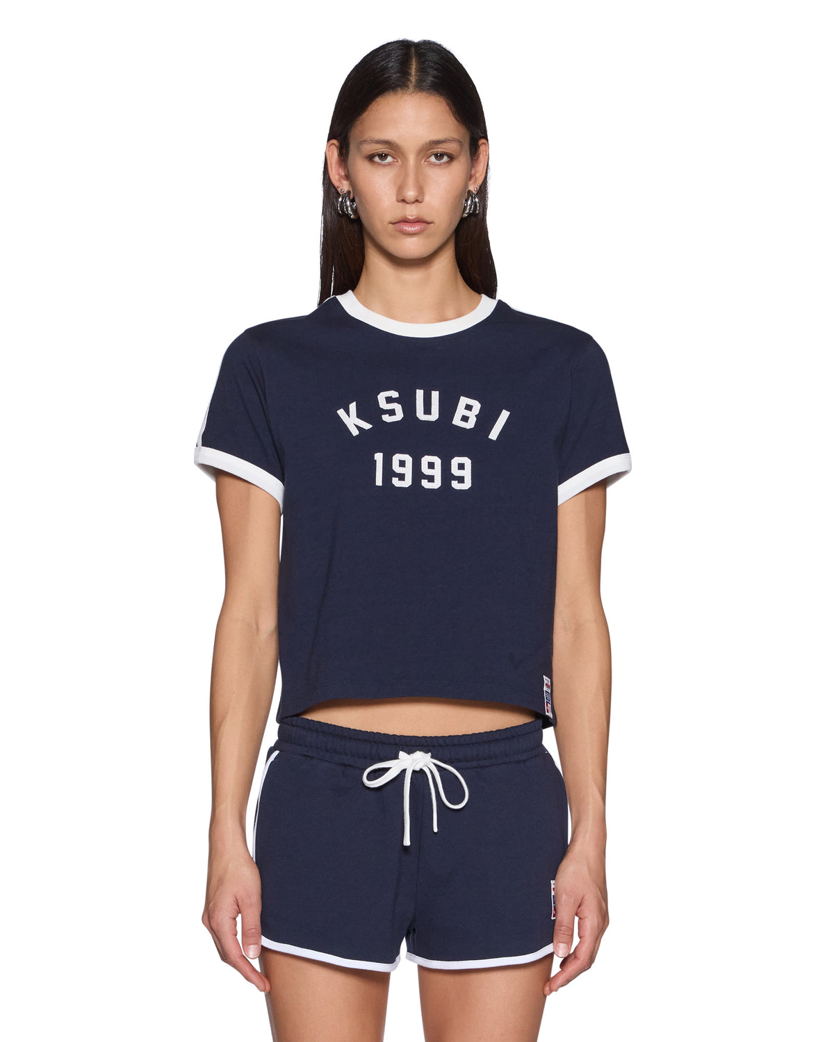Womens Varsity Shrunken Ss Tee Navy Fitted Tees - Navy