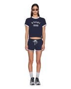 Womens Varsity Shrunken Ss Tee Navy Fitted Tees - Navy