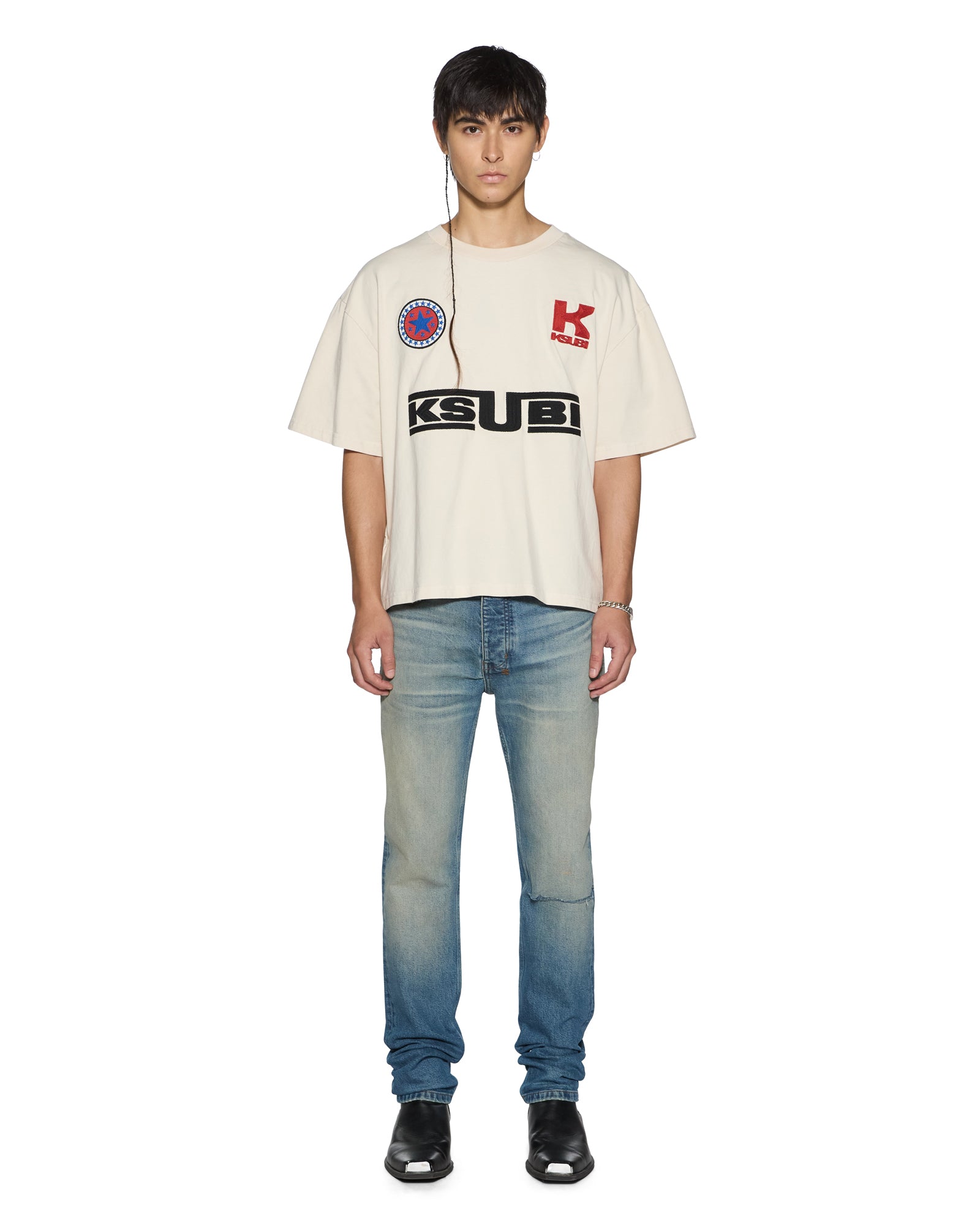 Mens Zoom Halen Ss Tee Ecru Tees | Ksubi ++