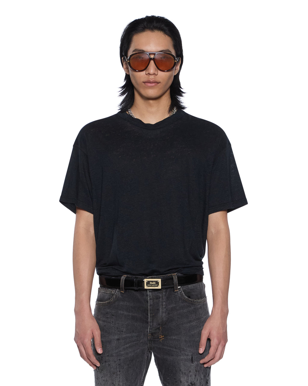 MENS SID LINEN SS TEE JET BLACK TEES