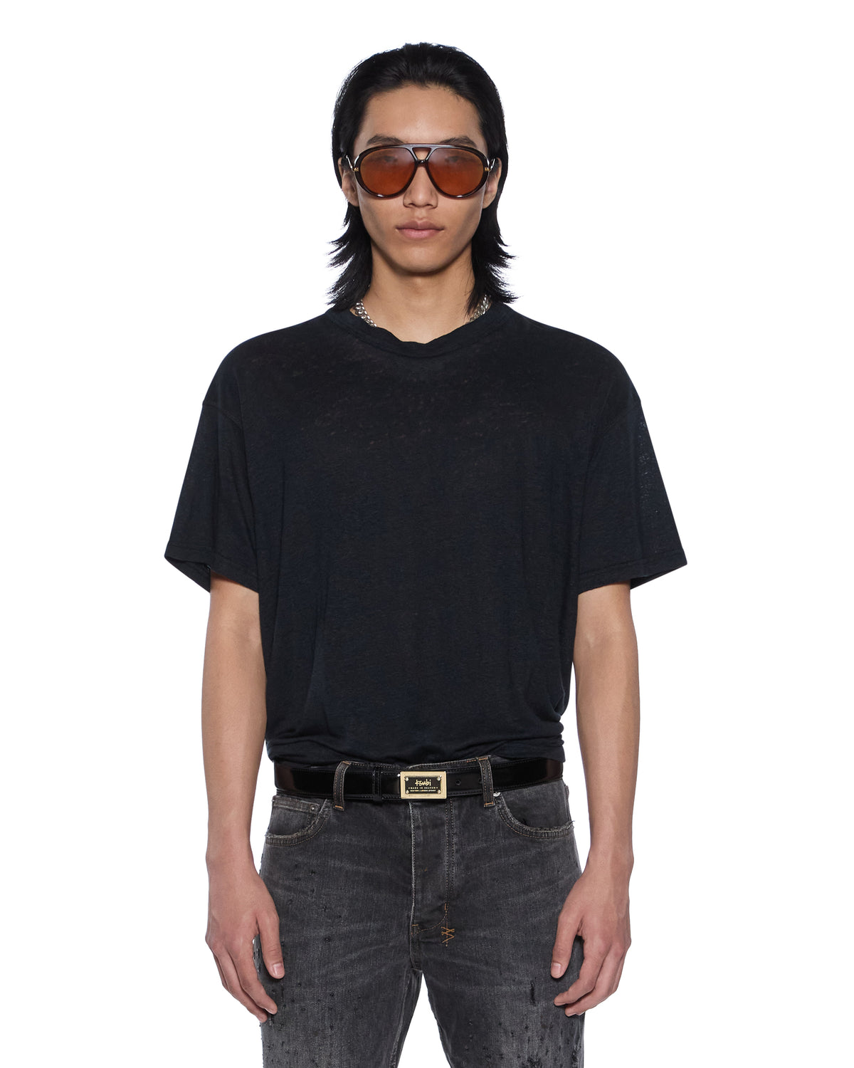 SID LINEN SS TEE JET BLACK