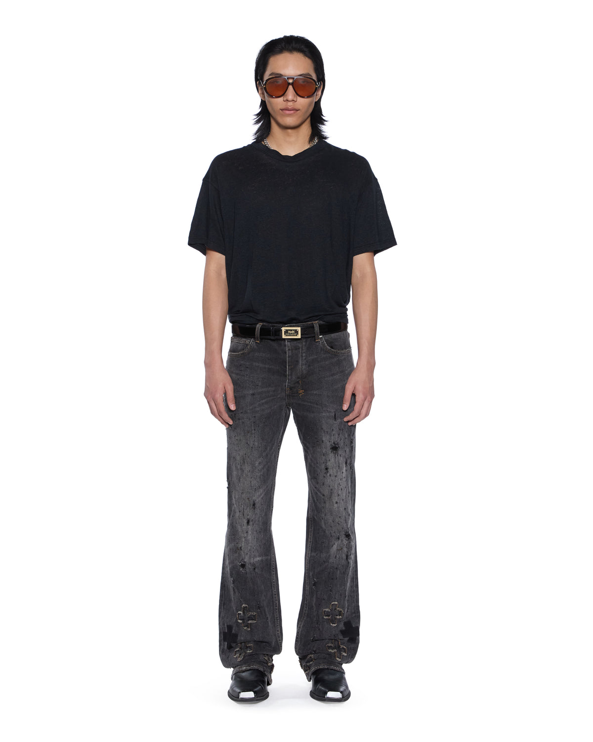 SID LINEN SS TEE JET BLACK