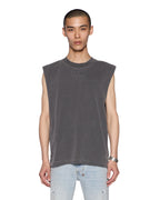 Mens Intruder Cut Off Charcoal Oversized Tees - Grey