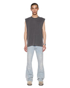 Mens Intruder Cut Off Charcoal Oversized Tees - Grey