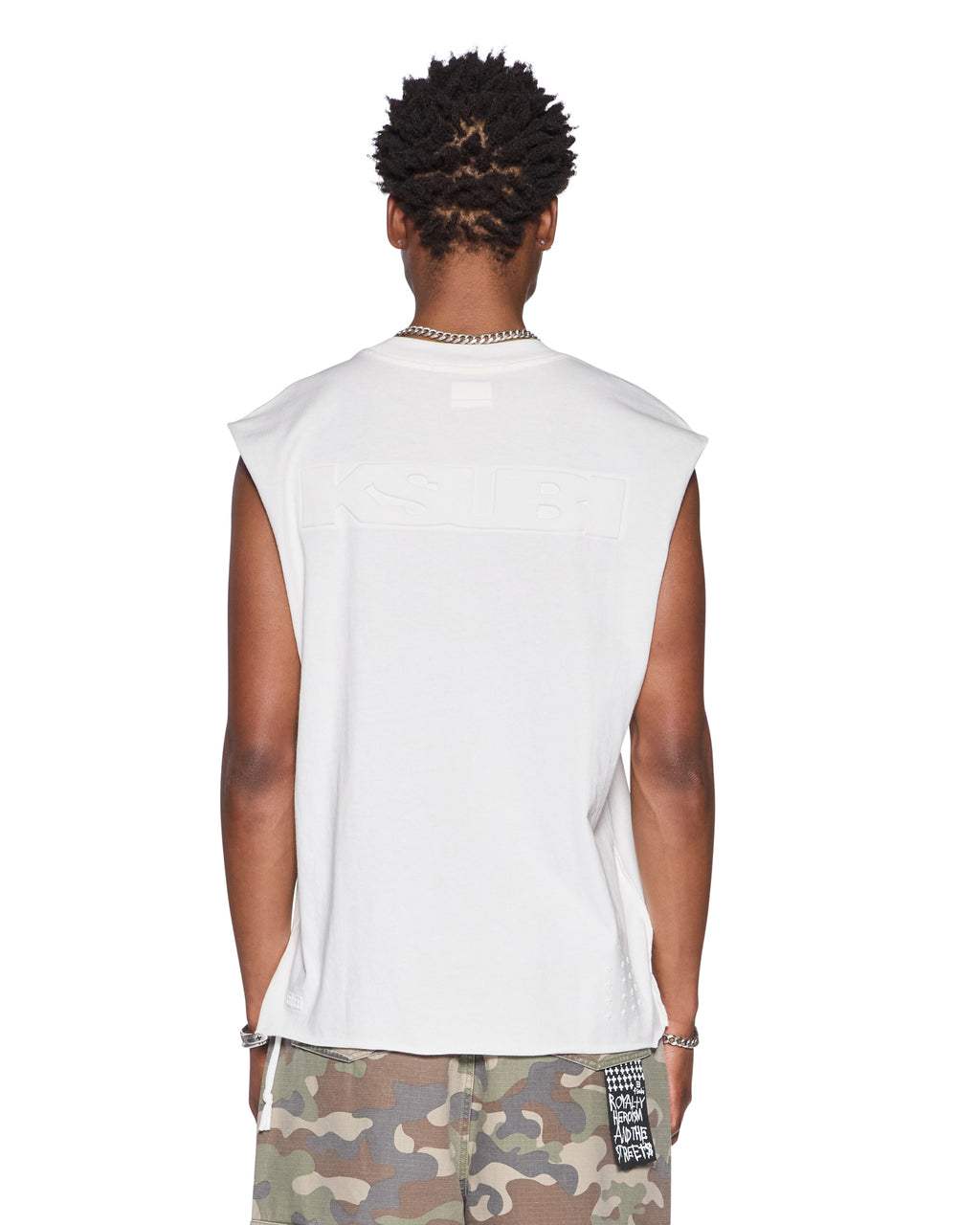Mens Intruder Cut Off Vintage White Oversized Tees - White